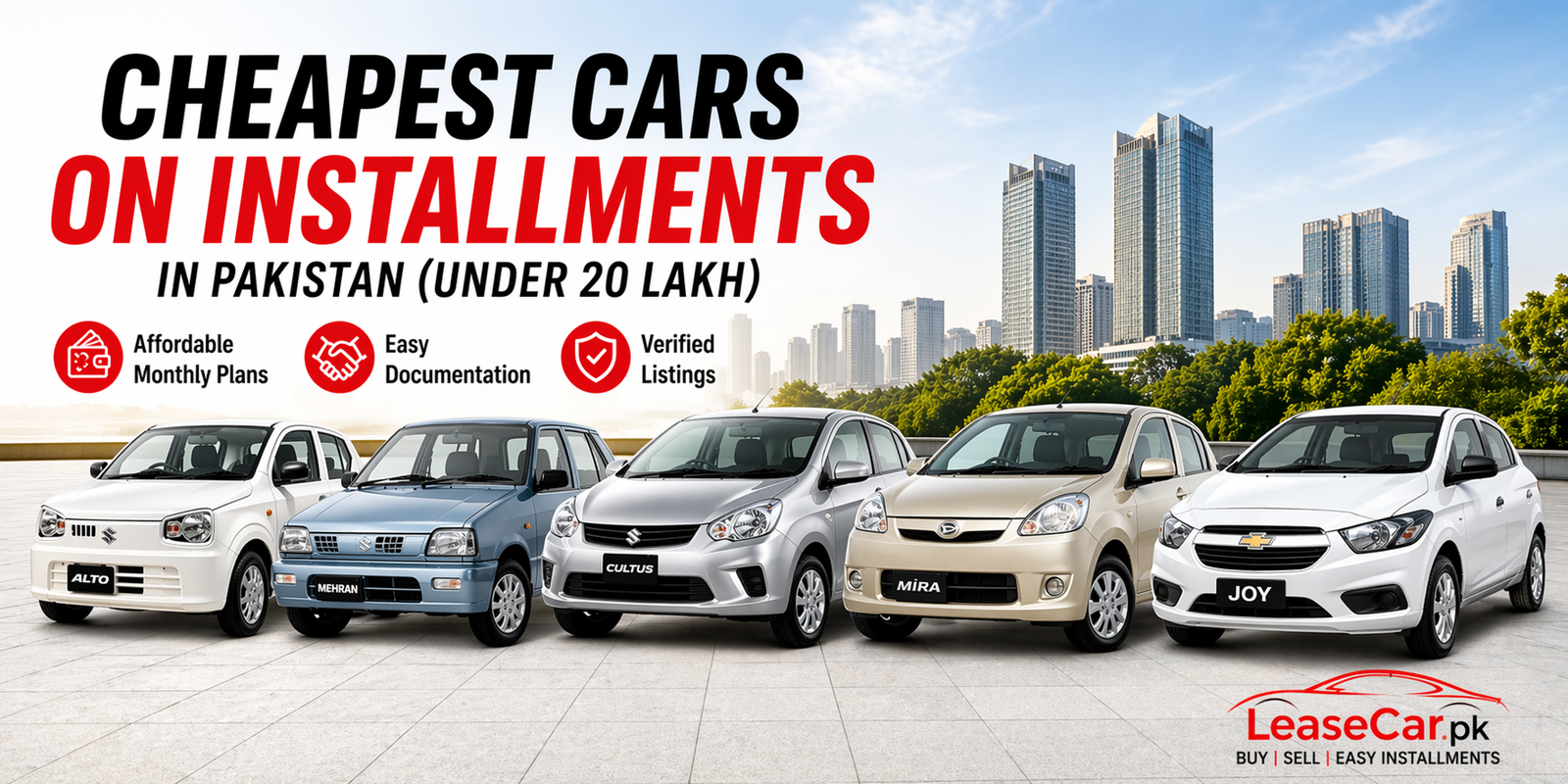 Cheapest Cars on Installments in Pakistan (Under 20 Lakh)