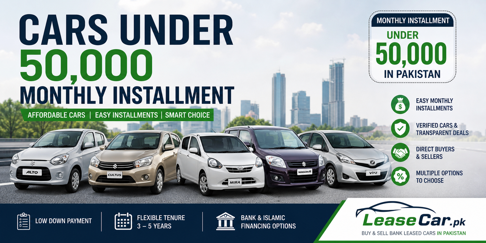 Cars Under 50,000 Monthly Installment in Pakistan